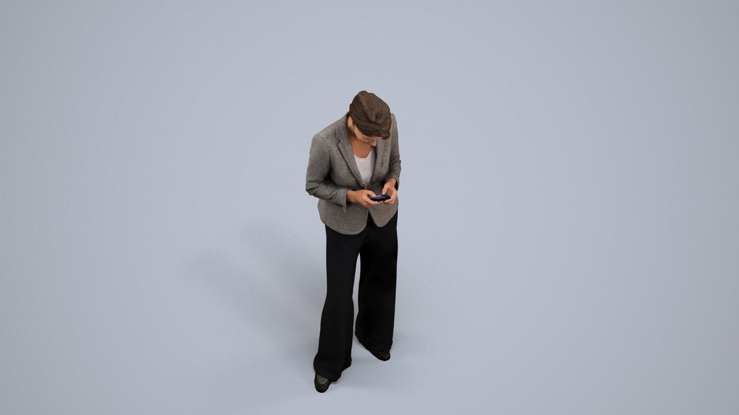 realistic 3D woman business, scanned archviz people for Blender and 3ds Max, back view render