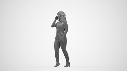 3D people model woman casual walking, scanned human for 3ds Max rendering, wireframe back view