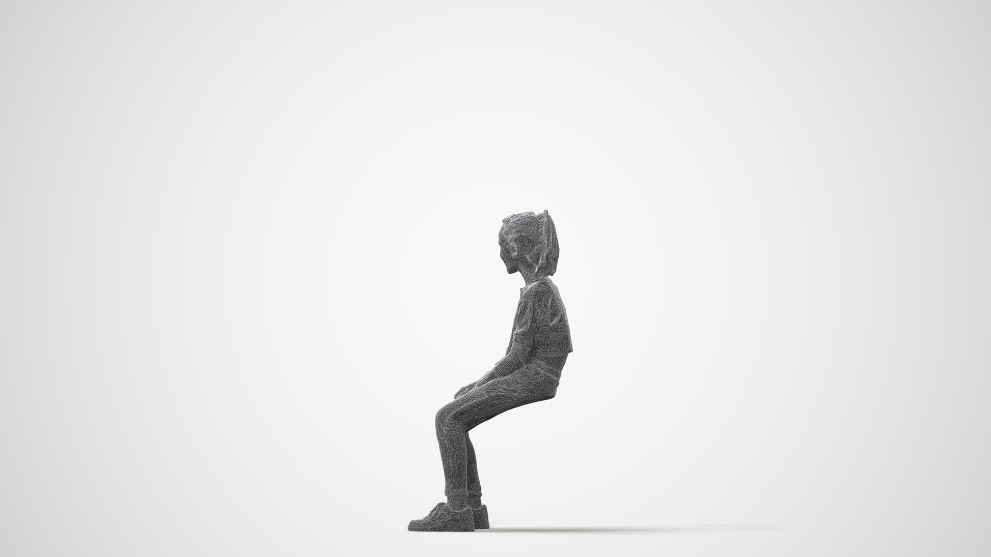 3D human model girl casual kids, photogrammetry scanned person for archviz, square thumbnail