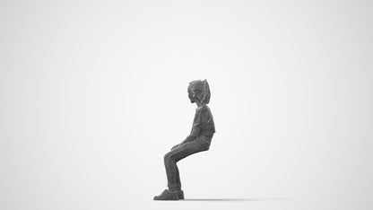 3D human model girl casual kids, photogrammetry scanned person for archviz, square thumbnail