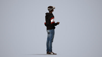 realistic 3D human boy casual kids, archviz people FBX OBJ for Blender, side view render