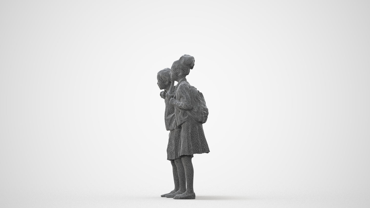 realistic 3D girl kids, scanned archviz people for Blender and 3ds Max, square thumbnail