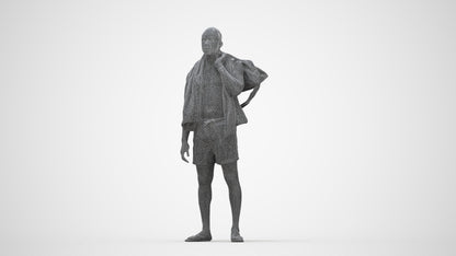realistic 3D human man sport, archviz people FBX OBJ for Blender, wireframe back view
