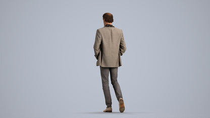 realistic 3D man business standing, scanned archviz people for Blender and 3ds Max, front view render