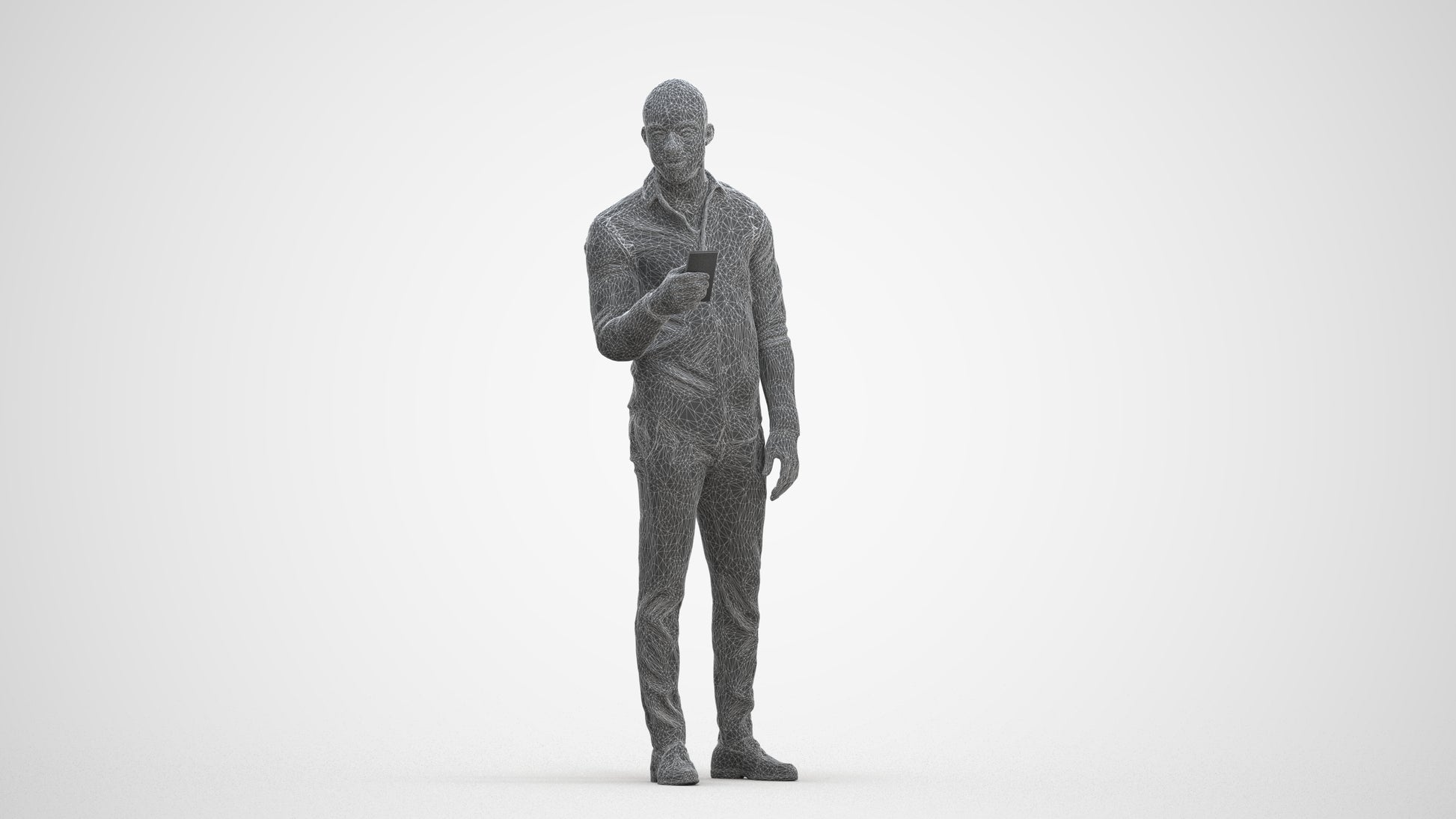 photogrammetry 3D man business standing, realistic human model archviz FBX, three-quarter front view render