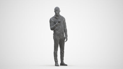 photogrammetry 3D man business standing, realistic human model archviz FBX, three-quarter front view render