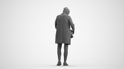 3D people model woman casual standing, scanned human for 3ds Max rendering, wireframe front view