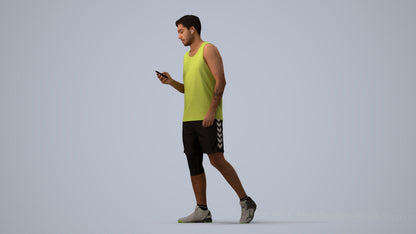 scanned 3D man sport, photogrammetry people for Enscape and V-Ray, three-quarter view render