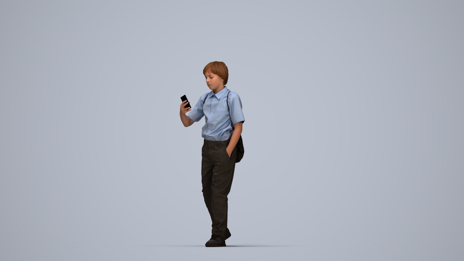 scanned 3D boy casual kids, photogrammetry people for Enscape and V-Ray, top-down view render
