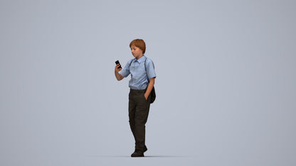 scanned 3D boy casual kids, photogrammetry people for Enscape and V-Ray, top-down view render