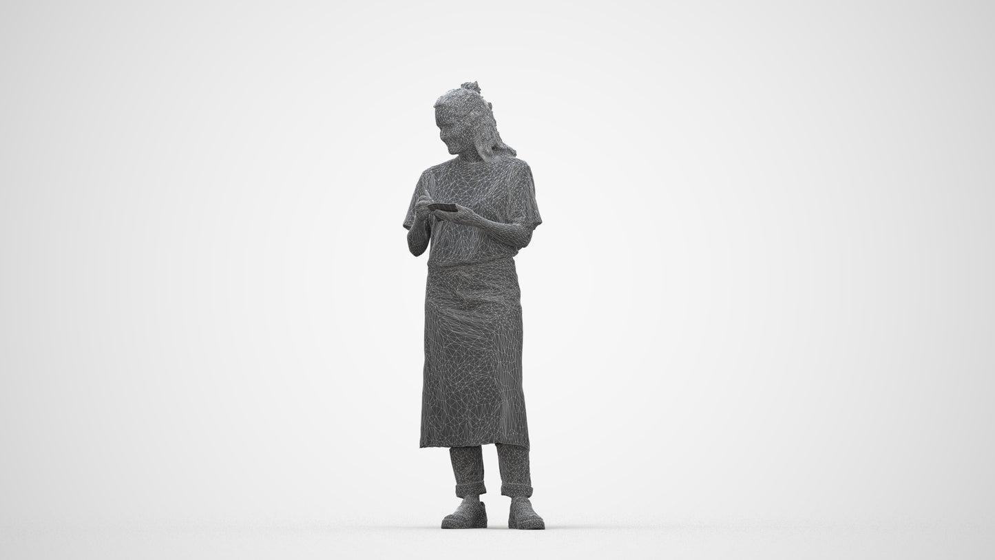 photogrammetry 3D woman mix, realistic human model archviz FBX, wireframe back view