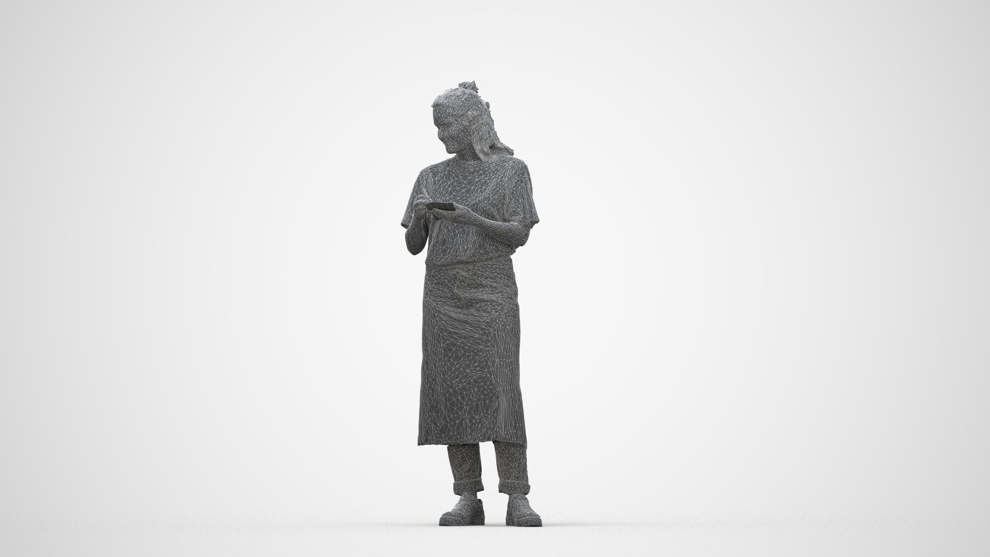 photogrammetry 3D woman mix, realistic human model archviz FBX, wireframe back view