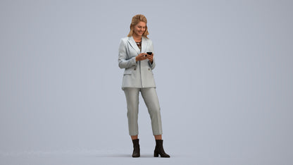 3D human model woman business, photogrammetry scanned person for archviz, standing pose render