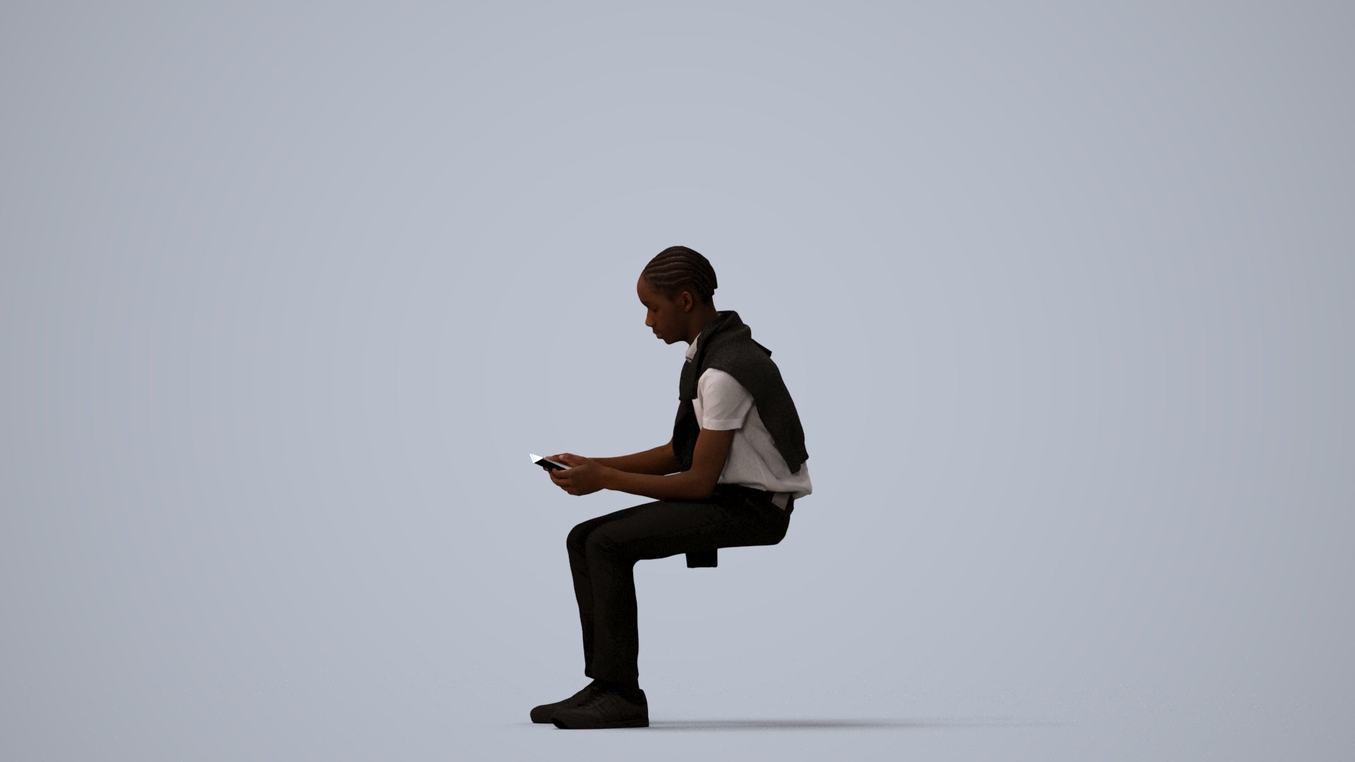 3D people model boy kids, scanned human for 3ds Max rendering, three-quarter view render