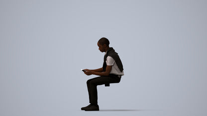 3D people model boy kids, scanned human for 3ds Max rendering, three-quarter view render