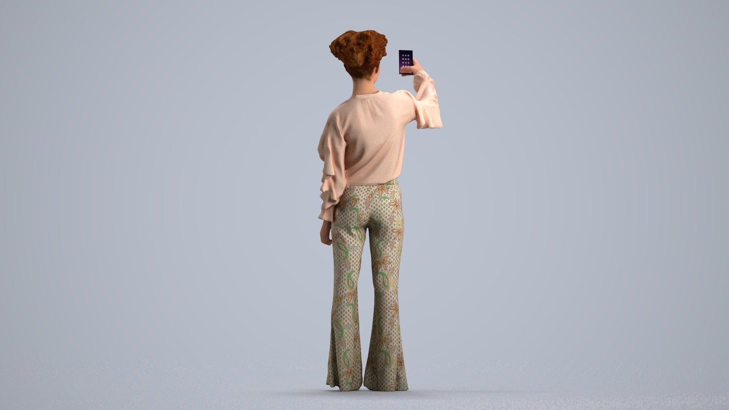 photogrammetry 3D woman casual standing, realistic human model archviz FBX, front view render