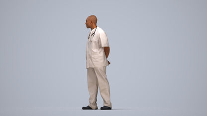 realistic 3D man medical, scanned archviz people for Blender and 3ds Max, top-down view render