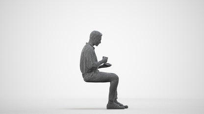 realistic 3D people man casual sitting, render-ready for V-Ray and Corona, FBX OBJ, wireframe side view
