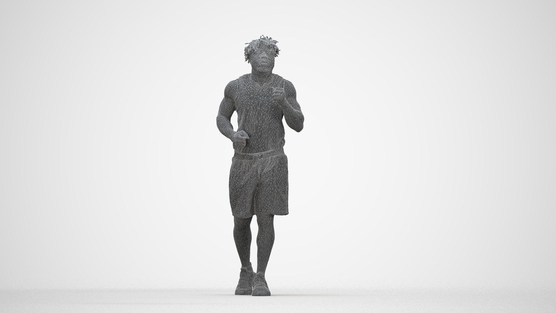 3D people model man sport, scanned human for 3ds Max rendering, wireframe back view