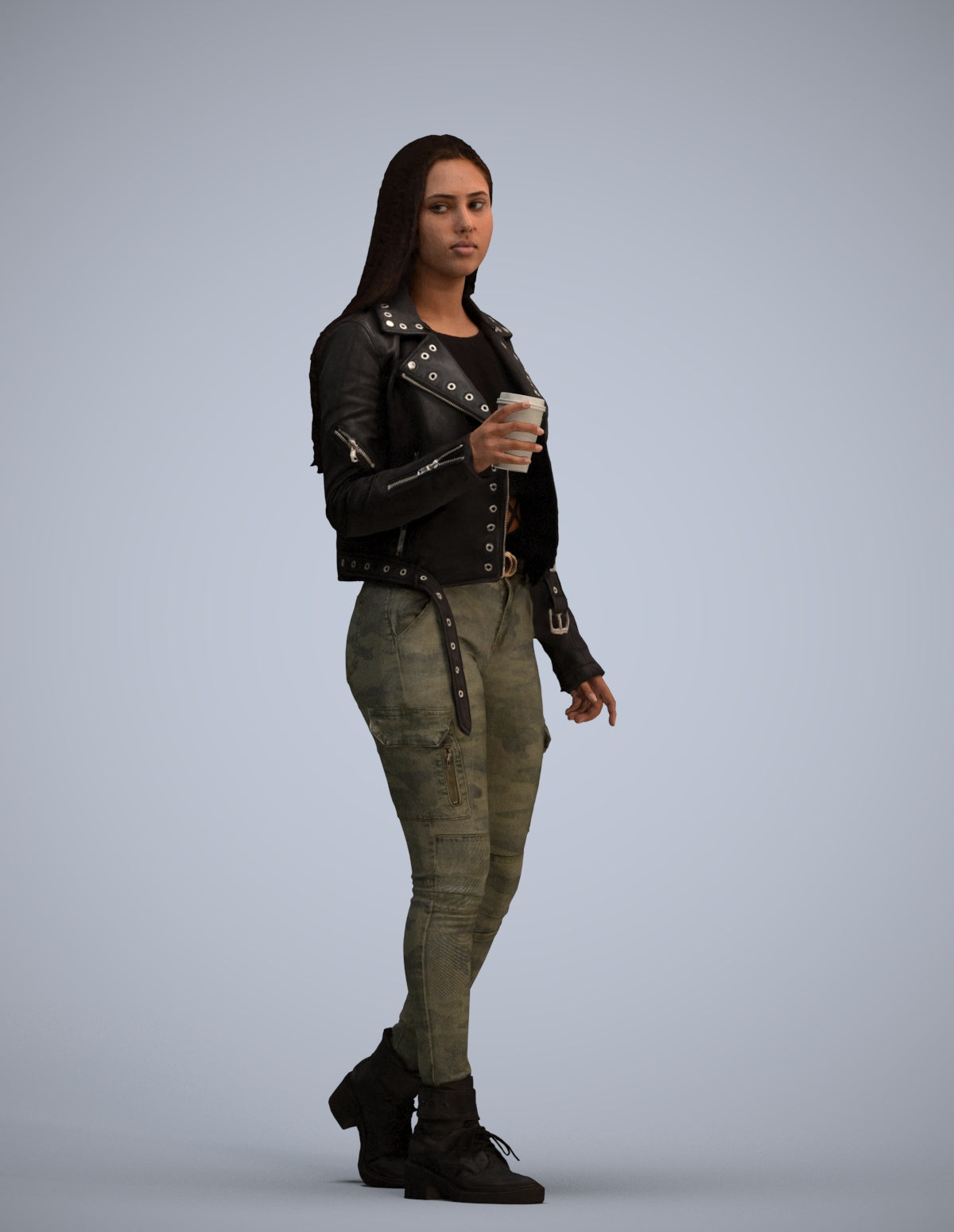 realistic 3D people woman casual walking, render-ready for V-Ray and Corona, FBX OBJ