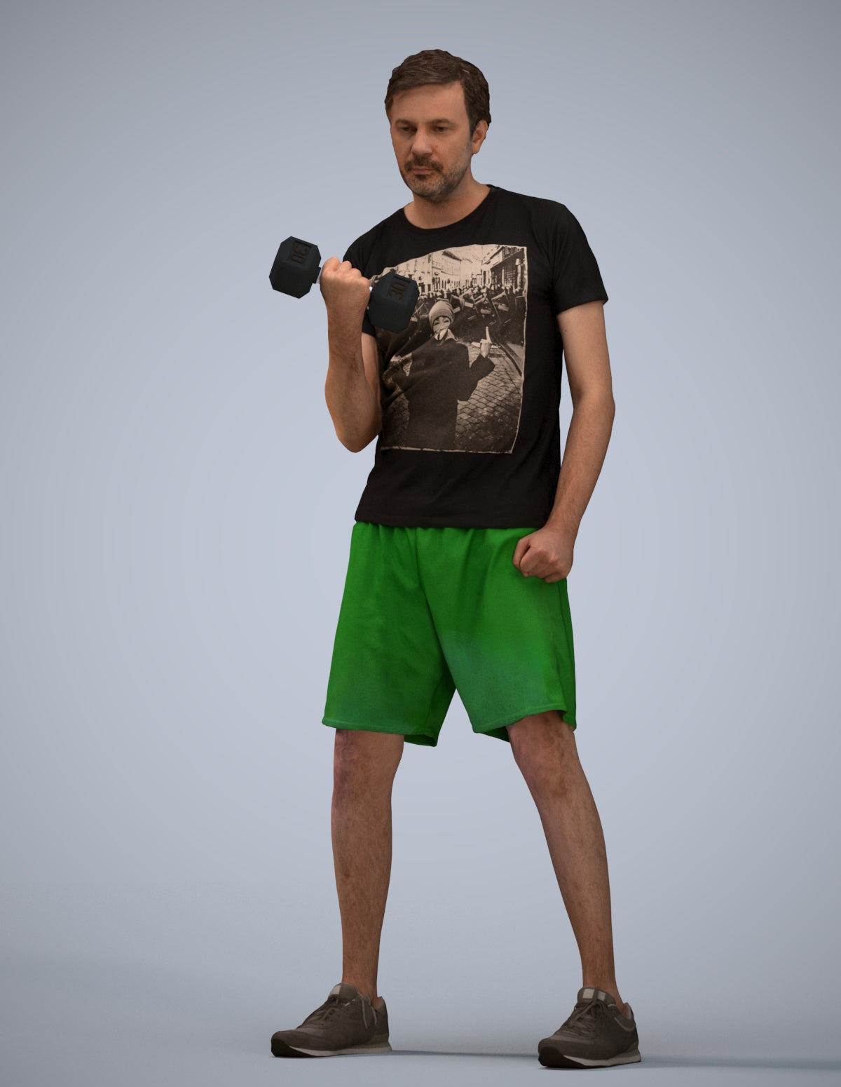 photogrammetry 3D man sport, realistic human model archviz FBX