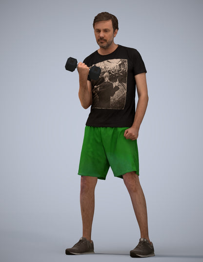 photogrammetry 3D man sport, realistic human model archviz FBX