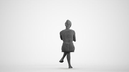 scanned 3D woman casual sitting, photogrammetry people for Enscape and V-Ray, wireframe front view