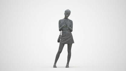 photogrammetry 3D woman casual standing, realistic human model archviz FBX, three-quarter front view render