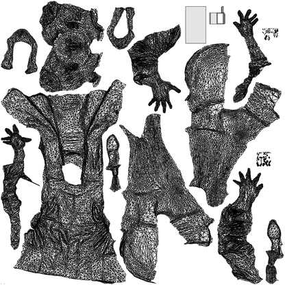 3D human model woman business, photogrammetry scanned person for archviz, wireframe top-down view