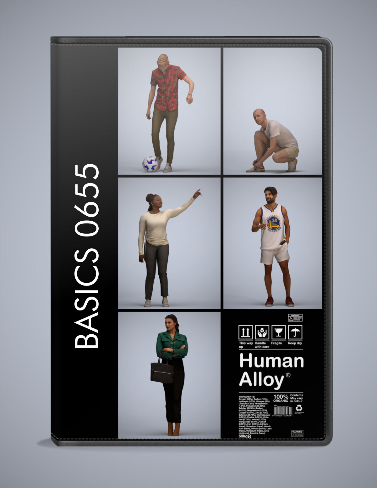 realistic 3D people standing set, 5 render-ready models for V-Ray and Corona