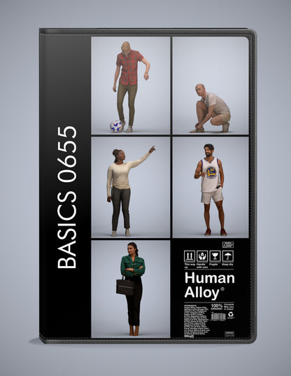 realistic 3D people standing set, 5 render-ready models for V-Ray and Corona