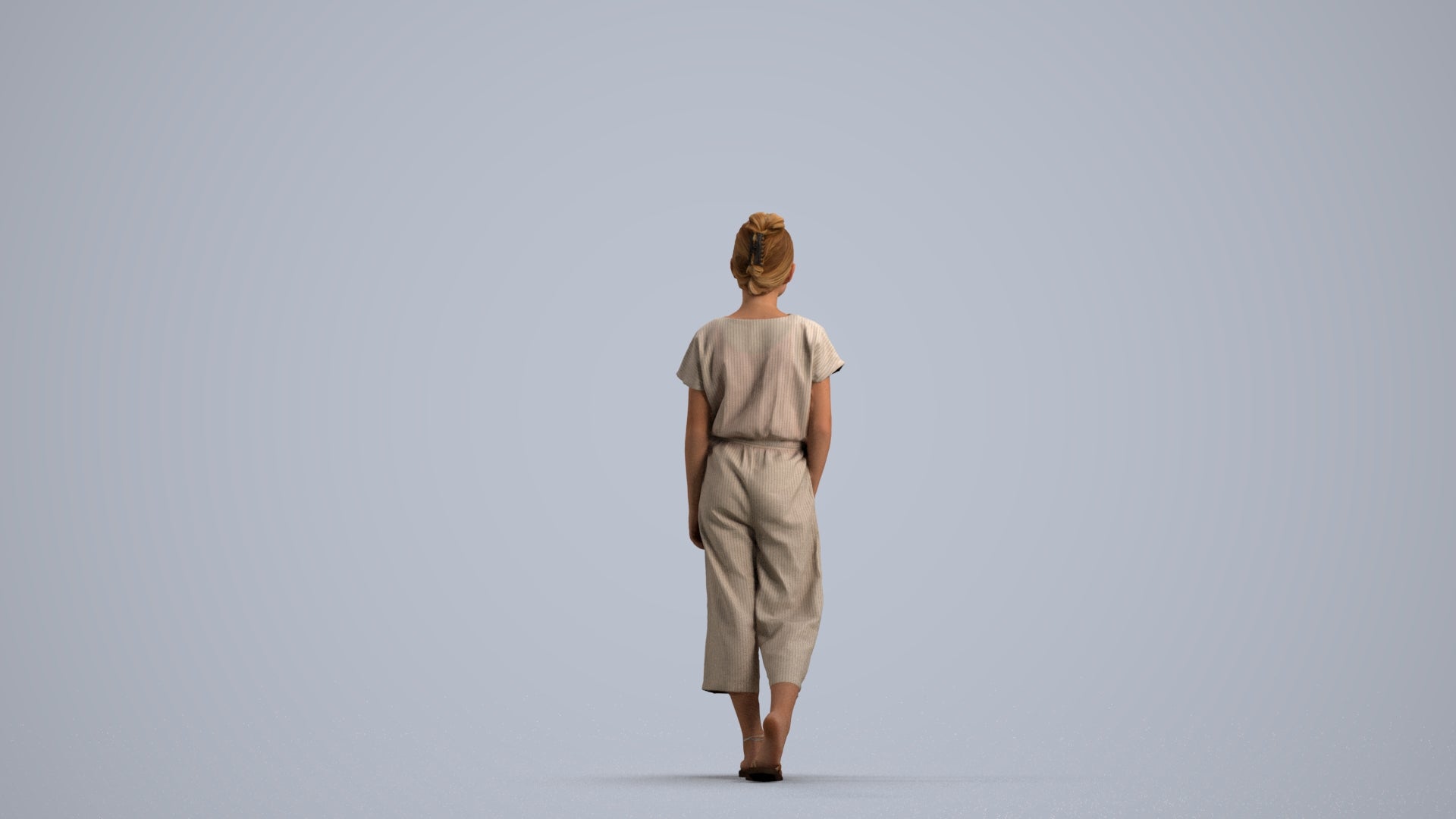 3D people model girl kids, scanned human for 3ds Max rendering, front view render