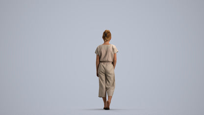 3D people model girl kids, scanned human for 3ds Max rendering, front view render