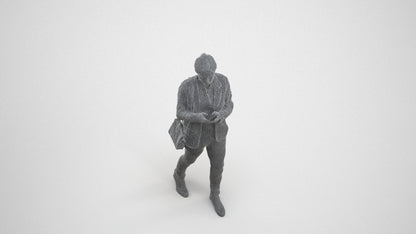 3D people model woman business walking, scanned human for 3ds Max rendering, wireframe three-quarter view
