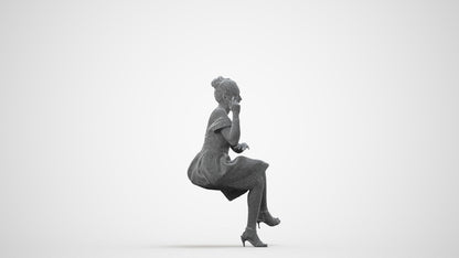3D people model woman formal formalaffairs, scanned human for 3ds Max rendering, wireframe side view