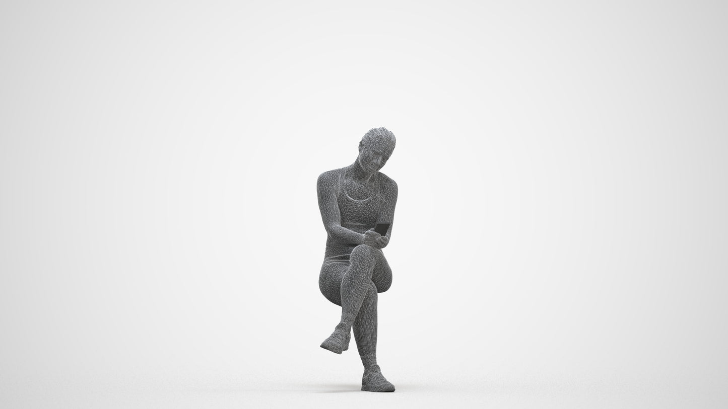 3D people model woman sport, scanned human for 3ds Max rendering, three-quarter front view render