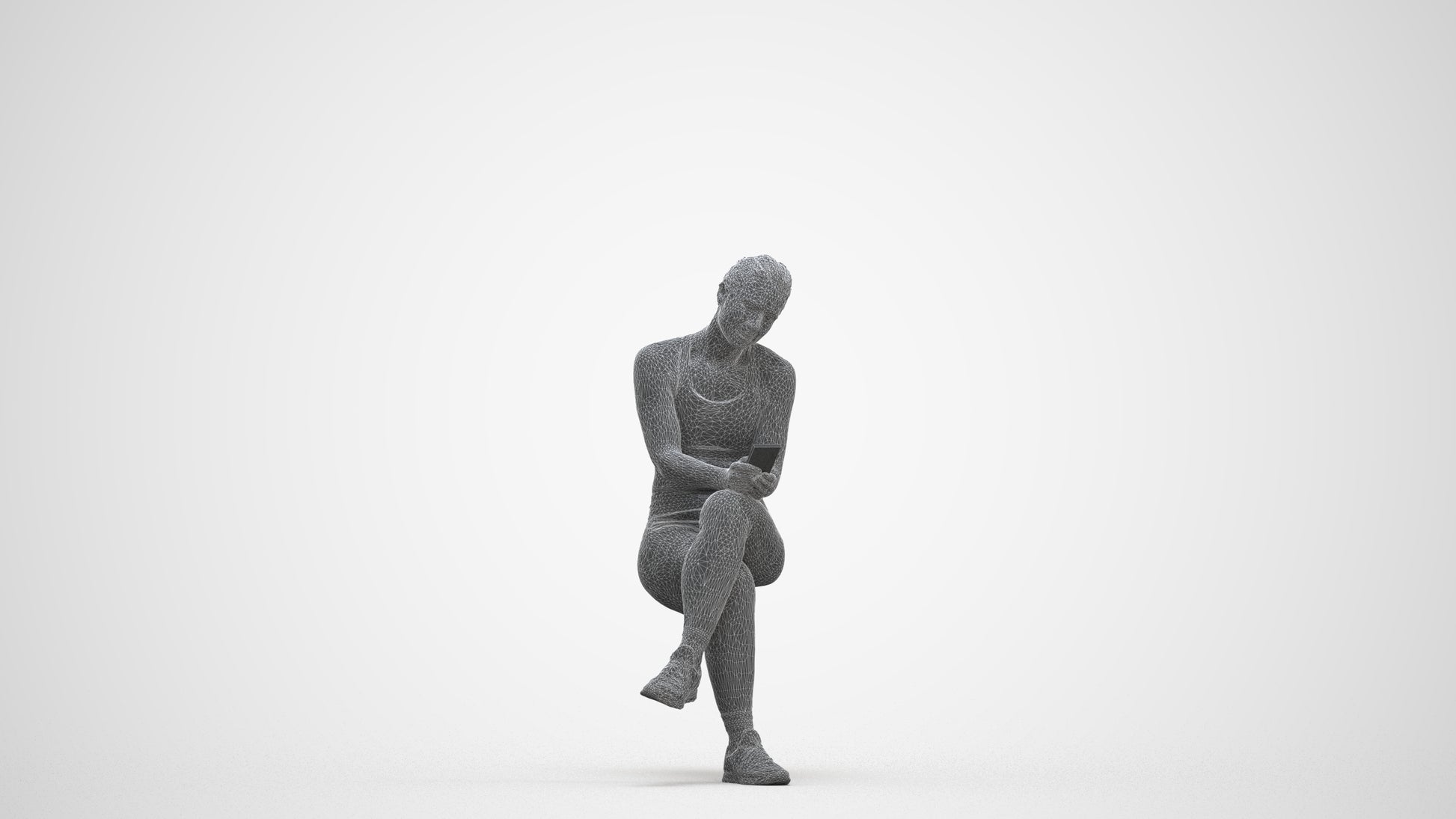 3D people model woman sport, scanned human for 3ds Max rendering, three-quarter front view render