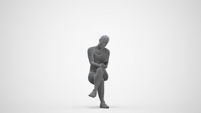 3D people model woman sport, scanned human for 3ds Max rendering, three-quarter front view render