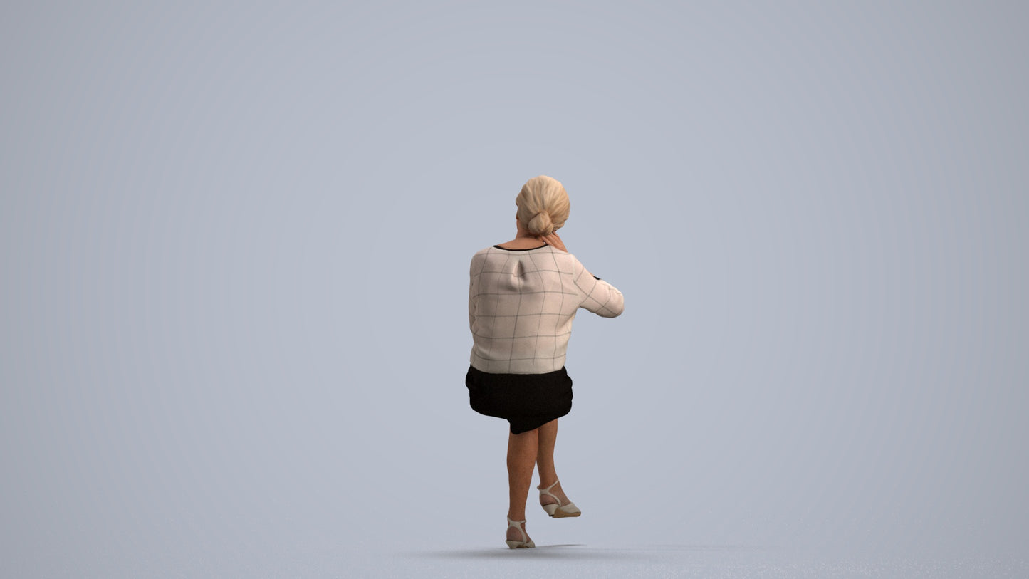 3D scanned senior woman formal casual, photorealistic archviz people for Enscape and SketchUp, front view render