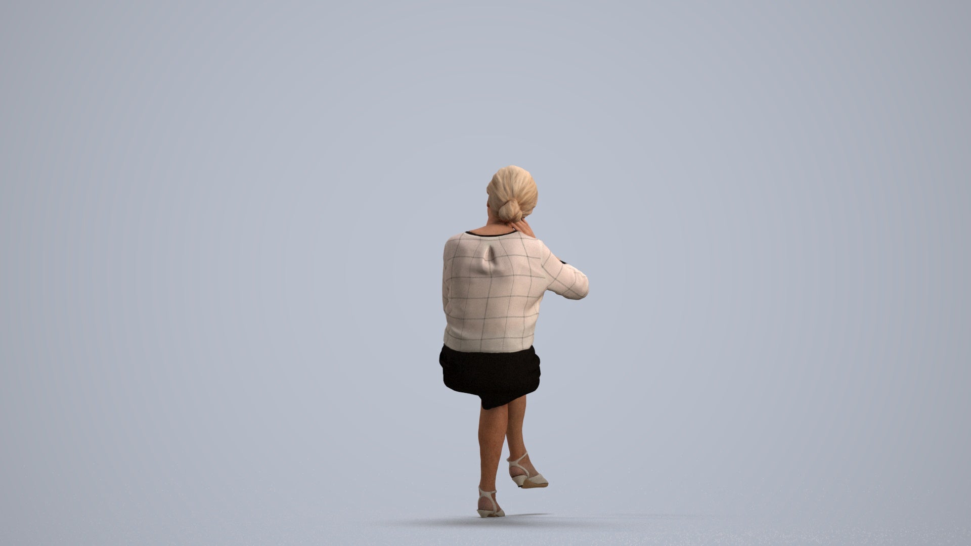 3D scanned senior woman formal casual, photorealistic archviz people for Enscape and SketchUp, front view render