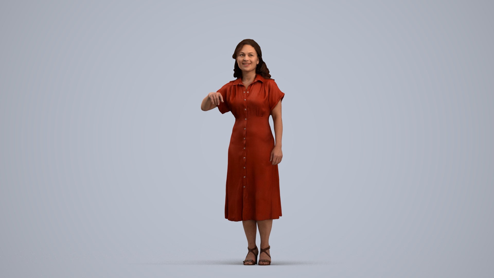 realistic 3D woman casual standing, scanned archviz people for Blender and 3ds Max, standing pose render