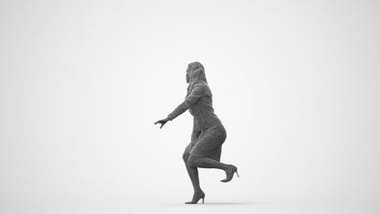 3D human model woman business sitting, photogrammetry scanned person for archviz, square thumbnail