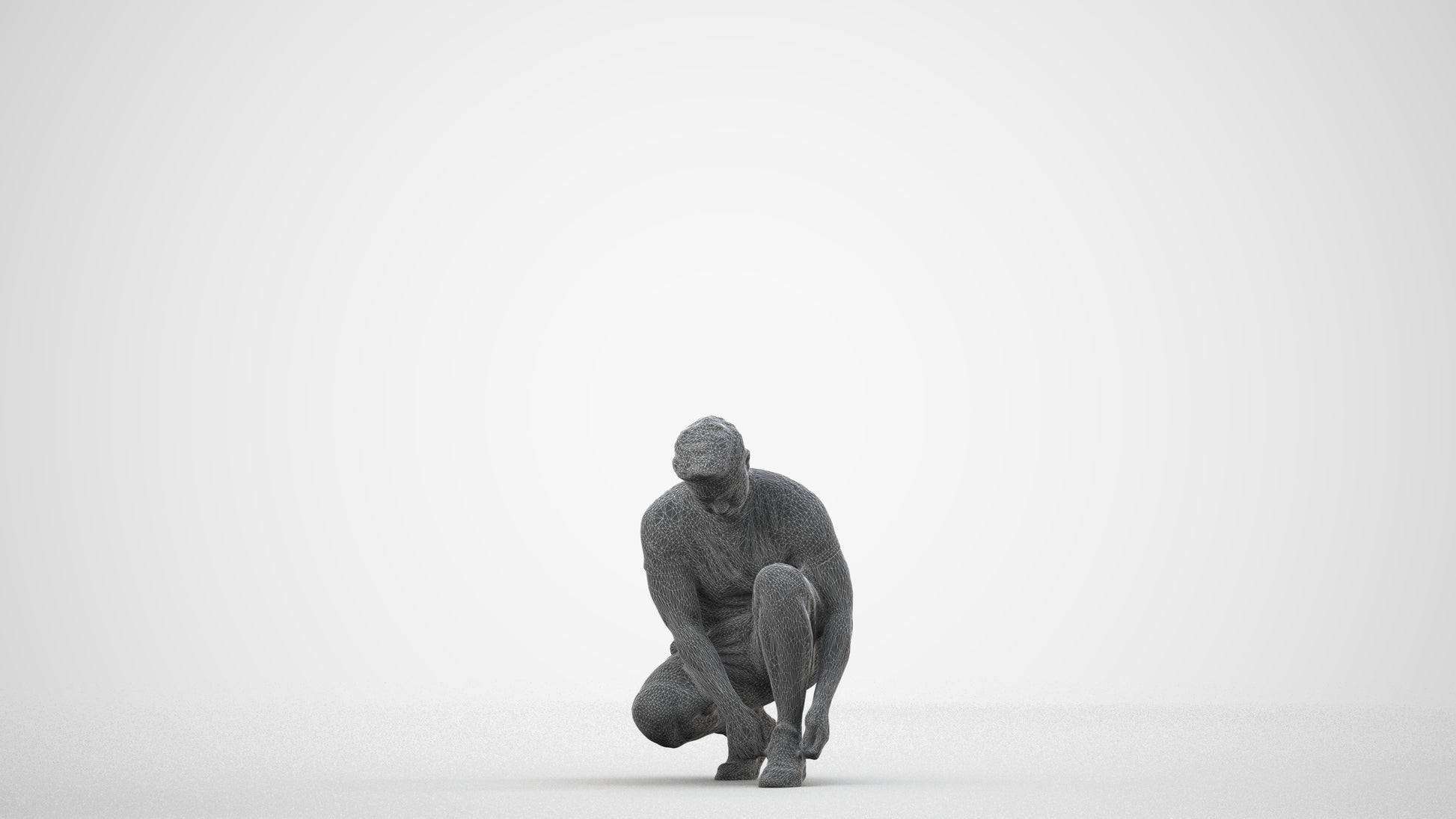 scanned 3D man sport standing, photogrammetry people for Enscape and V-Ray, wireframe side view