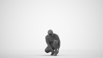 scanned 3D man sport standing, photogrammetry people for Enscape and V-Ray, wireframe side view