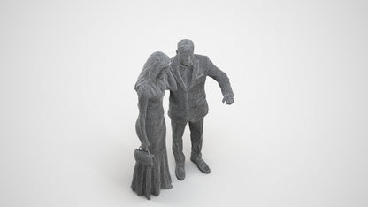 3D people model man formal couple, scanned human for 3ds Max rendering, wireframe three-quarter view