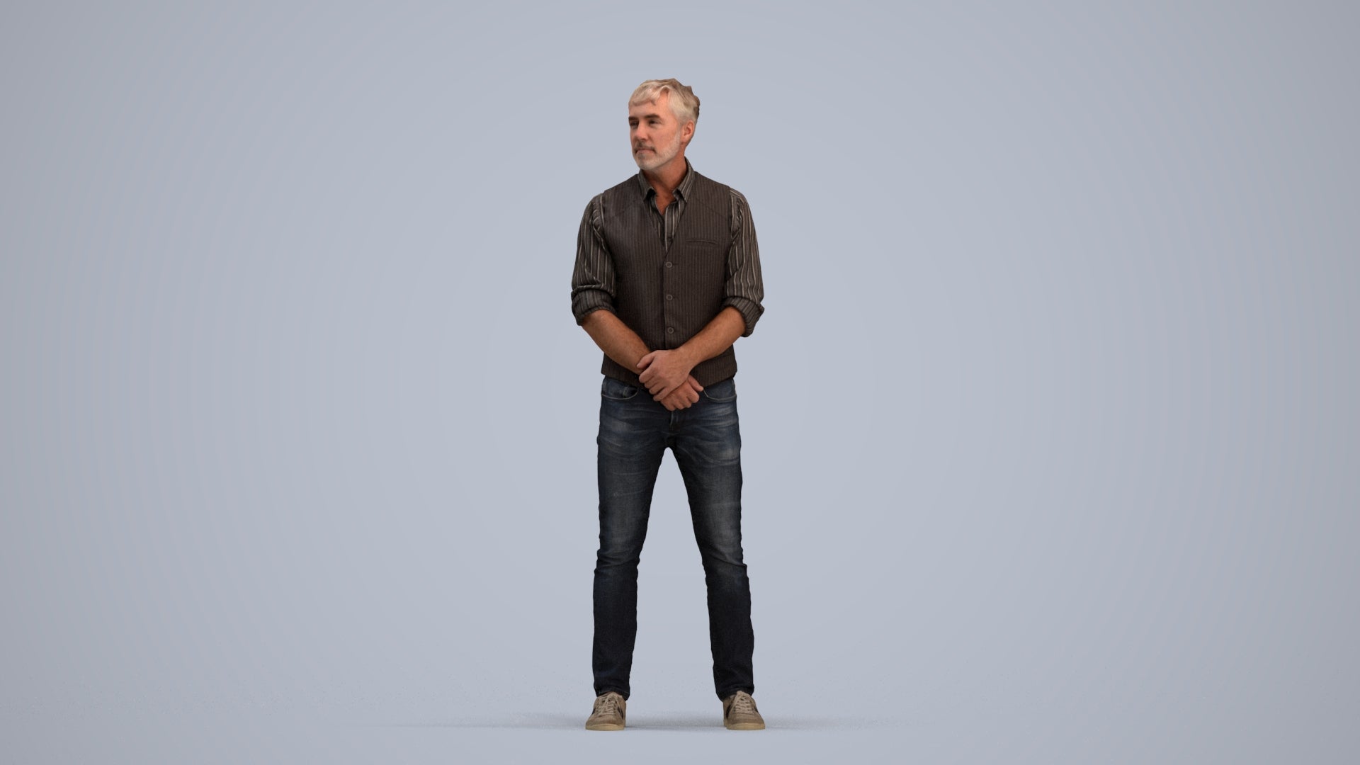 scanned 3D man casual standing, photogrammetry people for Enscape and V-Ray, standing pose render