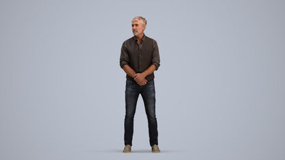 scanned 3D man casual standing, photogrammetry people for Enscape and V-Ray, standing pose render