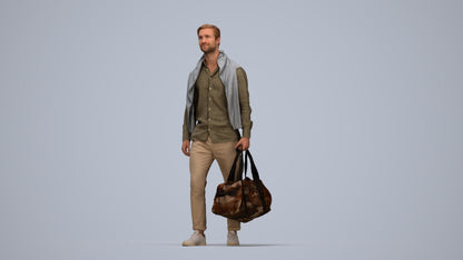 realistic 3D man casual walking, scanned archviz people for Blender and 3ds Max, top-down view render