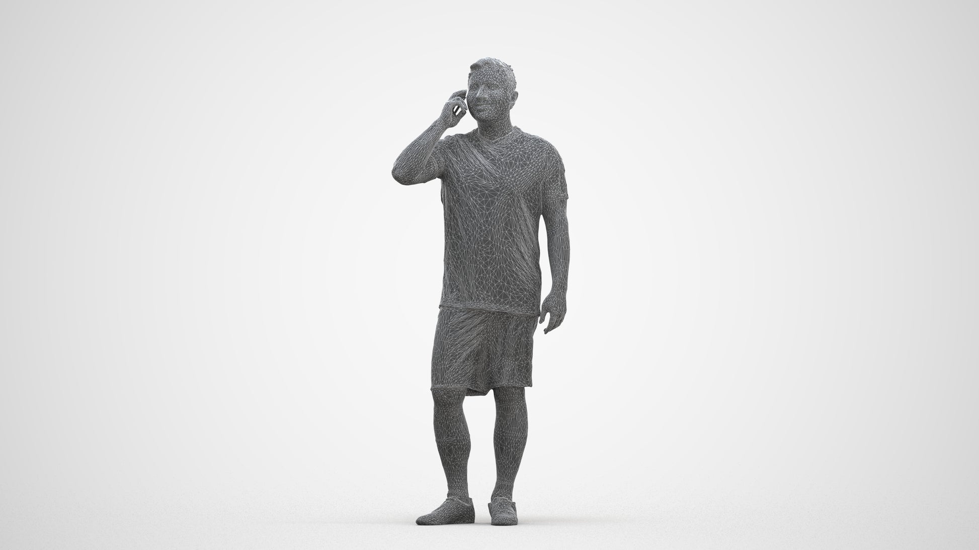 3D scanned man sport, photorealistic archviz people for Enscape and SketchUp, three-quarter front view render