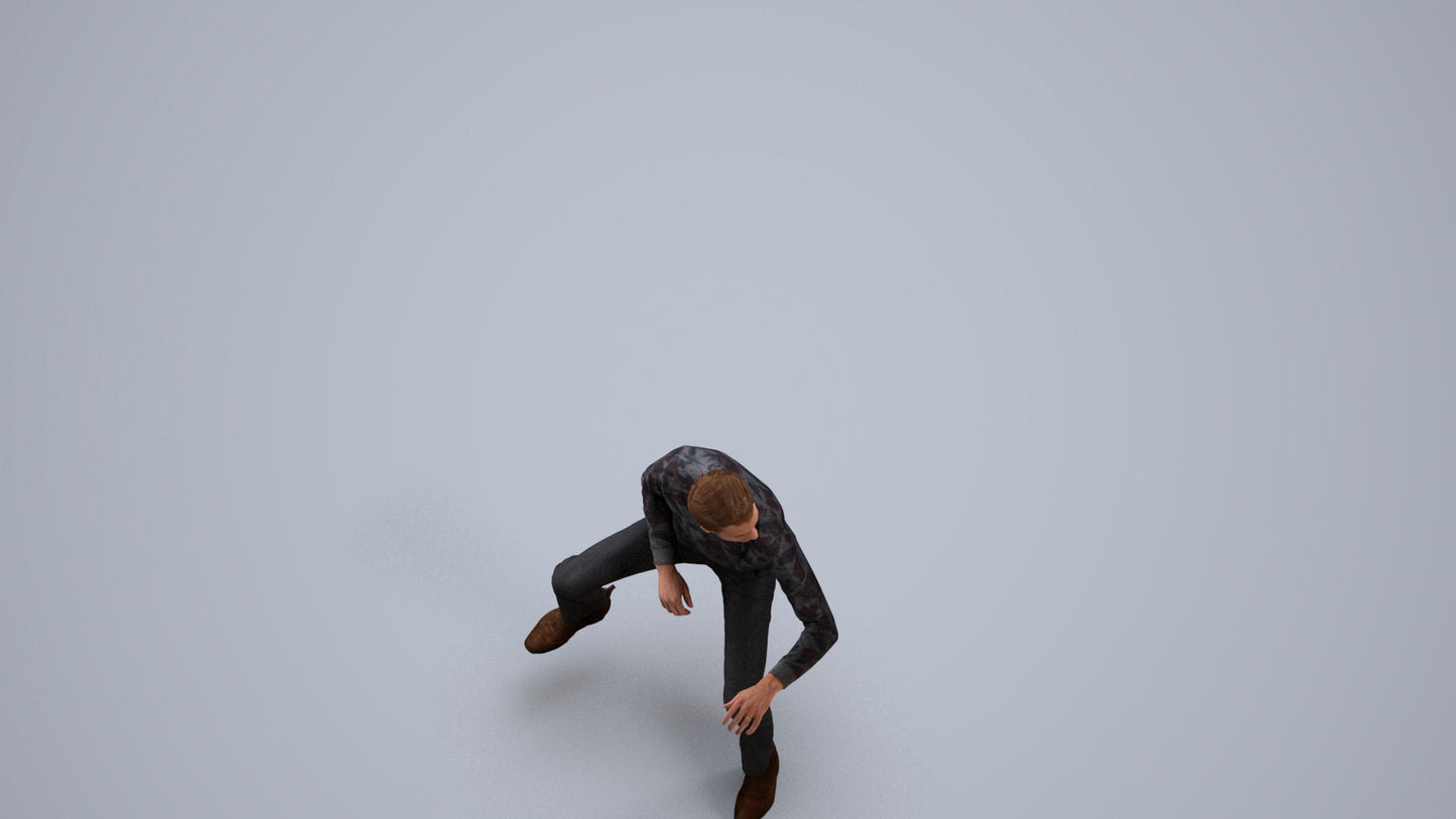 3D scanned man driving casual, photorealistic archviz people for Enscape and SketchUp, back view render